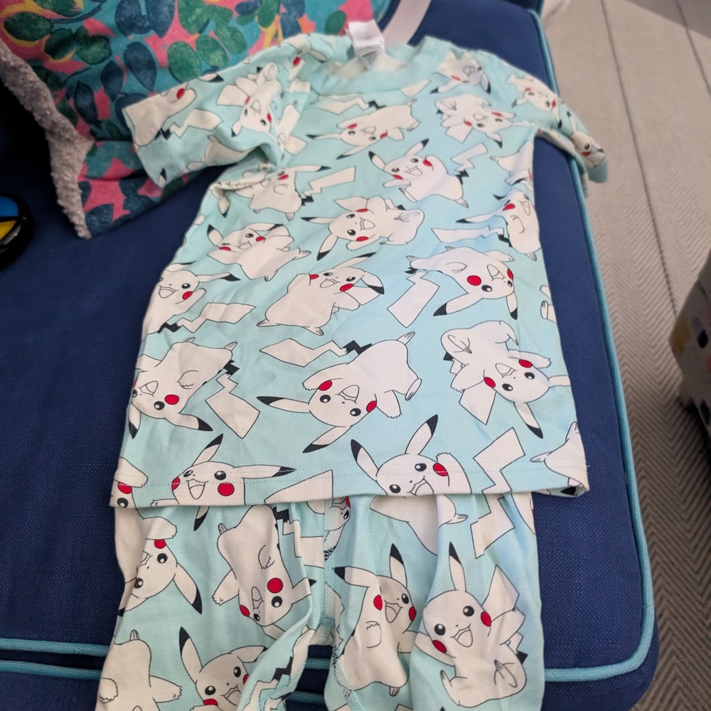 Pokemon Light Blue Pikachu Pajama Set Cozy And Soft Nwt